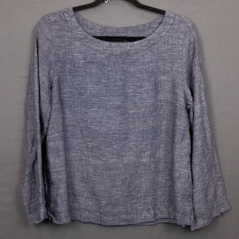 Sigrid Olsen linen blue long sleeve tunic-M